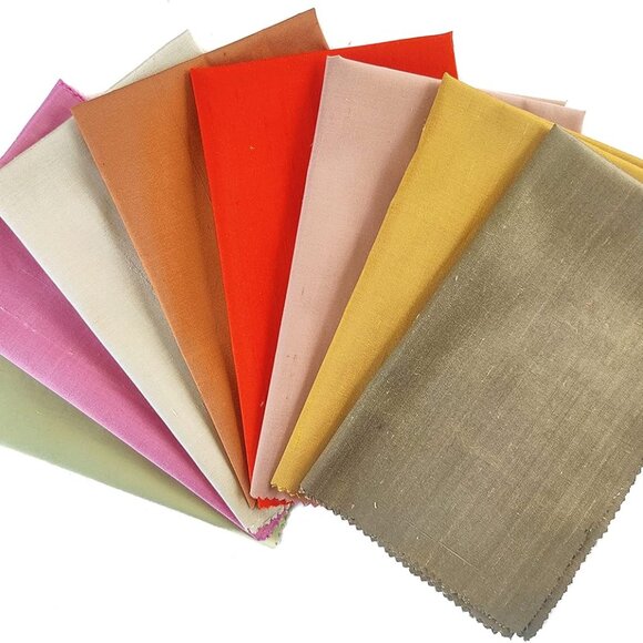 Pure Silk Dupioni Fabric 8 Fat Quarters 18x22 Inches Multiple Colors for Sewing - Picture 3 of 8